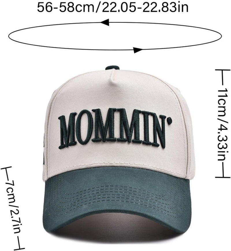 Asadovce Mommin Trucker Hat for Women Embroidered Mom Baseball Cap Adjustable Canvas Vintage Hat for Casual Wear - Image 2